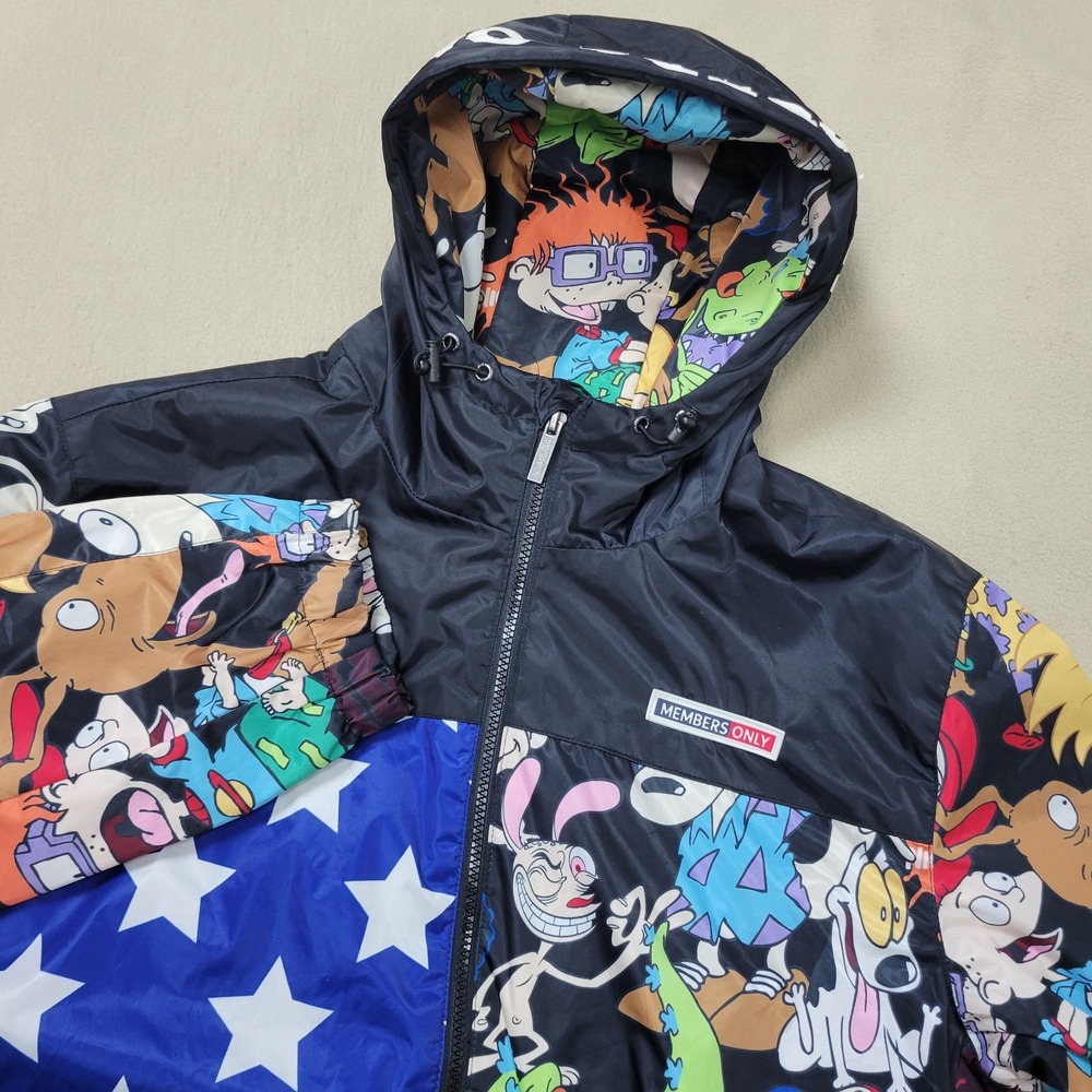 Members Only x Nickelodeon Mens Medium Rugrats USA Flag Quilt Lined Full Zip